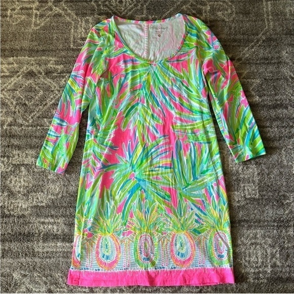 Lilly Pulitzer Dresses & Skirts - Lilly Pulitzer Beacon Tiki Shift Dress Palm Tree Pineapple Tropical Print